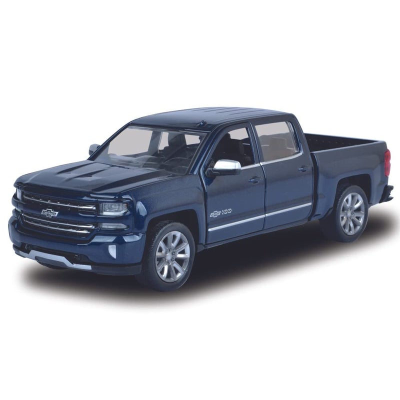 موتورماكس سيارة نموذجية مصبوبة من المعدن، طراز Motormax 2018 Chevrolet Silverado LTZ Pickup Truck Centennial Edition باللون الأزرق المعدني، إصدار الذكرى المئوية، بمقياس 1/27 - Image 2